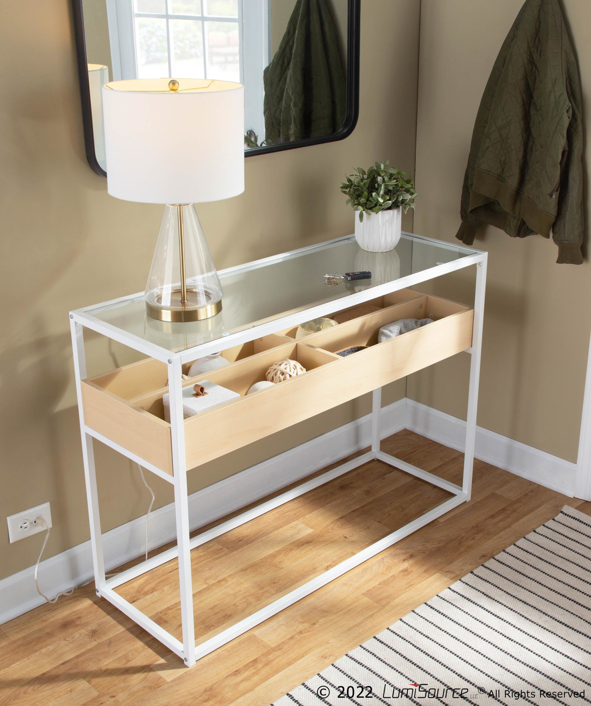 Display Contemporary White Metal Glass Console Table 1 Display Contemporary White Metal Glass Console Table