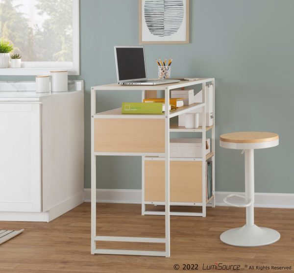 Display White Metal and Natural Wood Bar Table 2