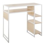 Display White Metal and Natural Wood Bar Table