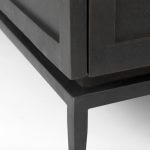 Divina Black-Brown Wood w/ White Marble Top and Black Metal Base Accent Cabinet
