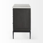 Divina Black-Brown Wood w/ White Marble Top and Black Metal Base Accent Cabinet
