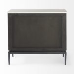 Divina Black-Brown Wood w/ White Marble Top and Black Metal Base Accent Cabinet
