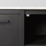 Divina Black-Brown Wood w/ White Marble Top and Black Metal Base Sideboard