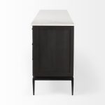 Divina Black-Brown Wood w/ White Marble Top and Black Metal Base Sideboard