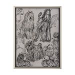 Dog Sketches by Mercana Studio a Hand Embelished Textured Framed Art Print Matted under Glass