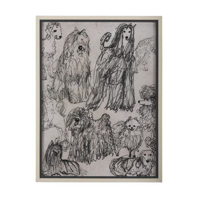 Dog Sketches by Mercana Studio a Hand Embelished Textured Framed Art Print Matted under Glass