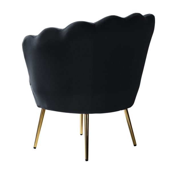 Donata Black Velvet Channel Tufted Barrel Accent Chair 2