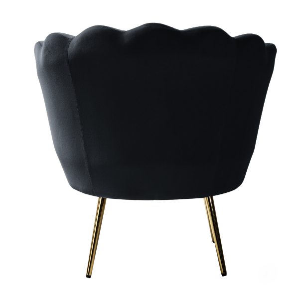 Donata Black Velvet Channel Tufted Barrel Accent Chair 3