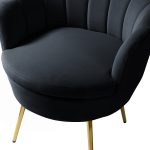 Donata Black Velvet Channel Tufted Barrel Accent Chair 10 Donata Black Velvet Channel Tufted Barrel Accent Chair