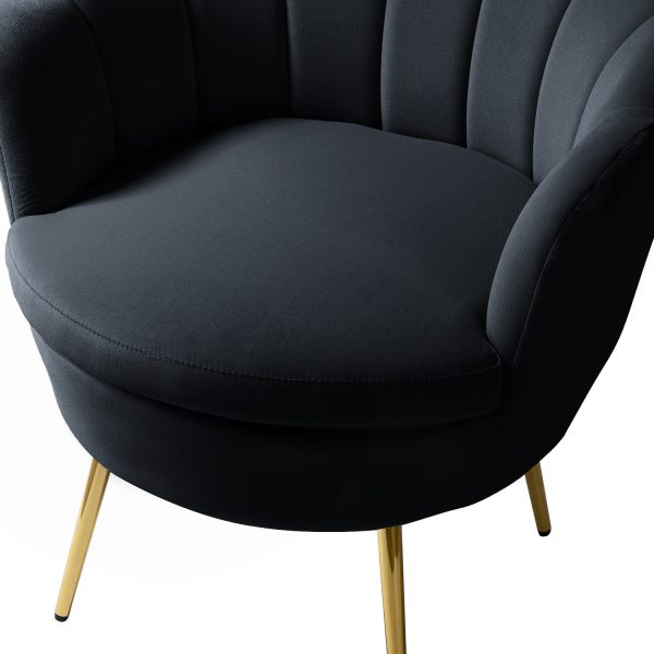 Donata Black Velvet Channel Tufted Barrel Accent Chair 4