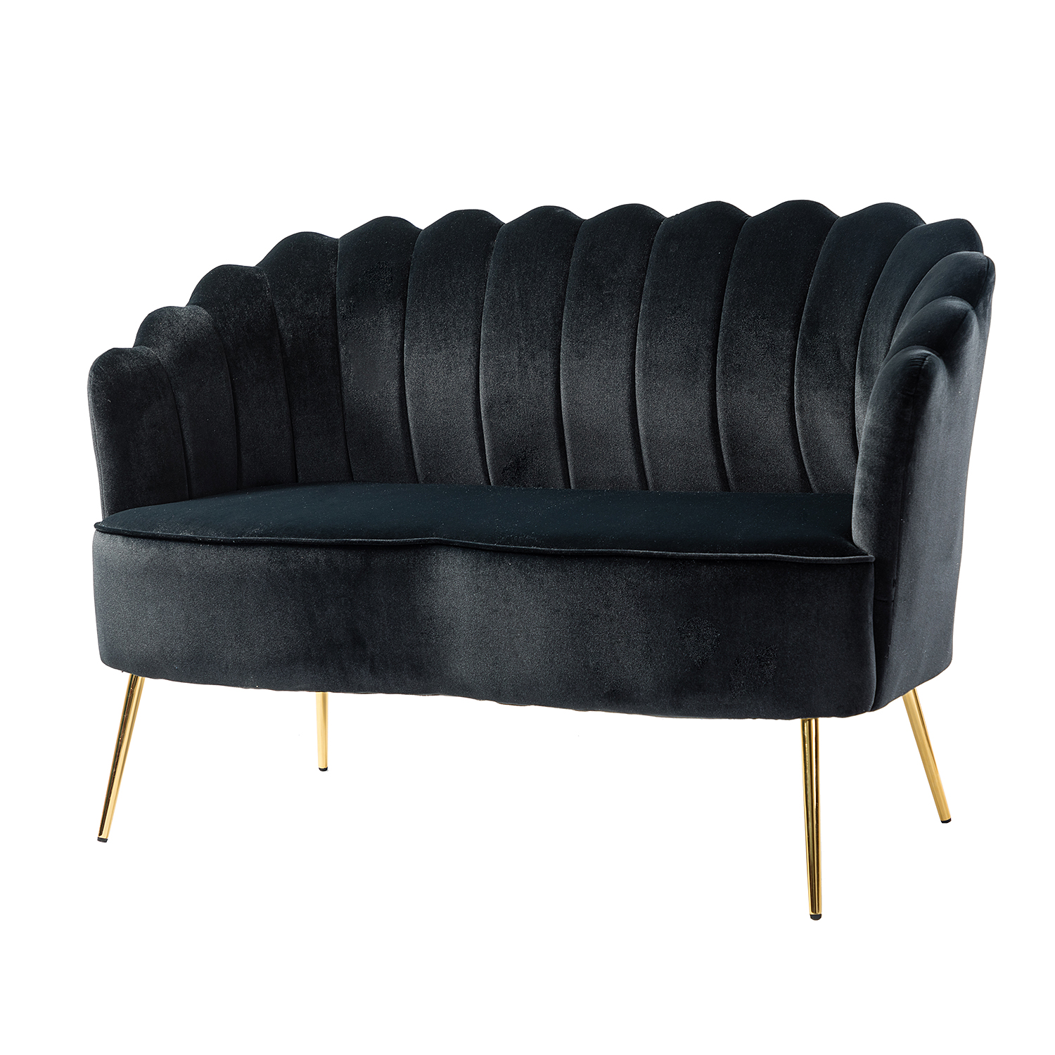 Donata Black Velvet Tufted Flower Back Loveseat Chair 2 Donata Black Velvet Tufted Flower Back Loveseat Chair - Image 2