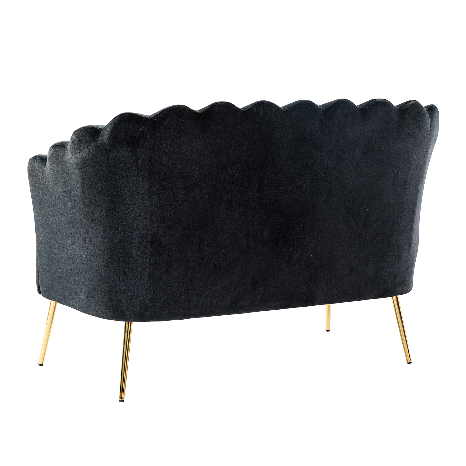Donata Black Velvet Tufted Flower Back Loveseat Chair 3 Donata Black Velvet Tufted Flower Back Loveseat Chair - Image 3