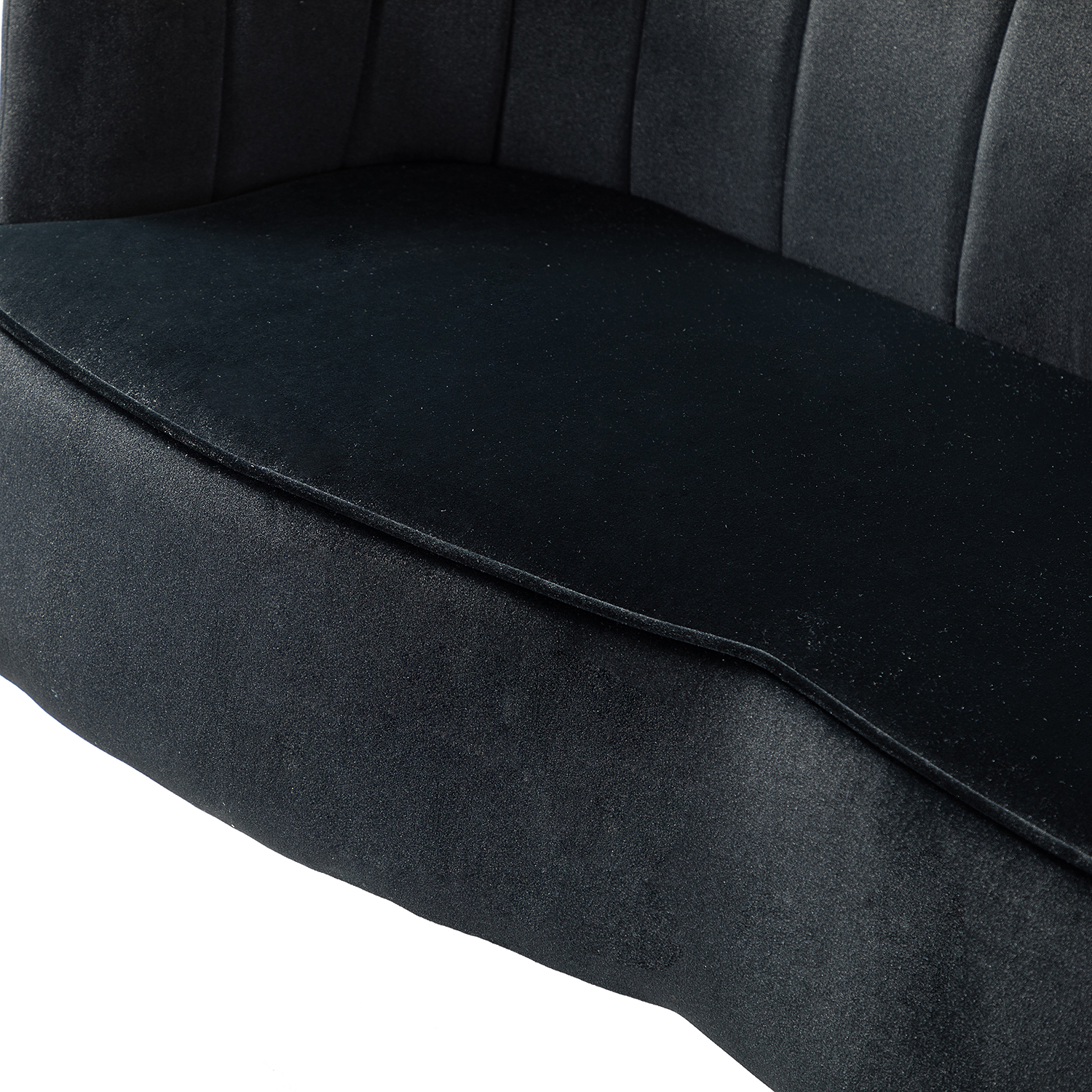 Donata Black Velvet Tufted Flower Back Loveseat Chair 5 Donata Black Velvet Tufted Flower Back Loveseat Chair - Image 5