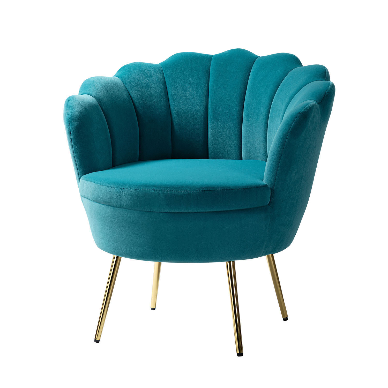Donata Blue Velvet Channel Tufted Barrel Accent Chair 2 Donata Blue Velvet Channel Tufted Barrel Accent Chair - Image 2