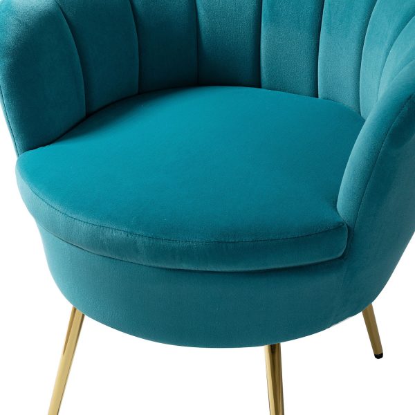 Donata Blue Velvet Channel Tufted Barrel Accent Chair 4