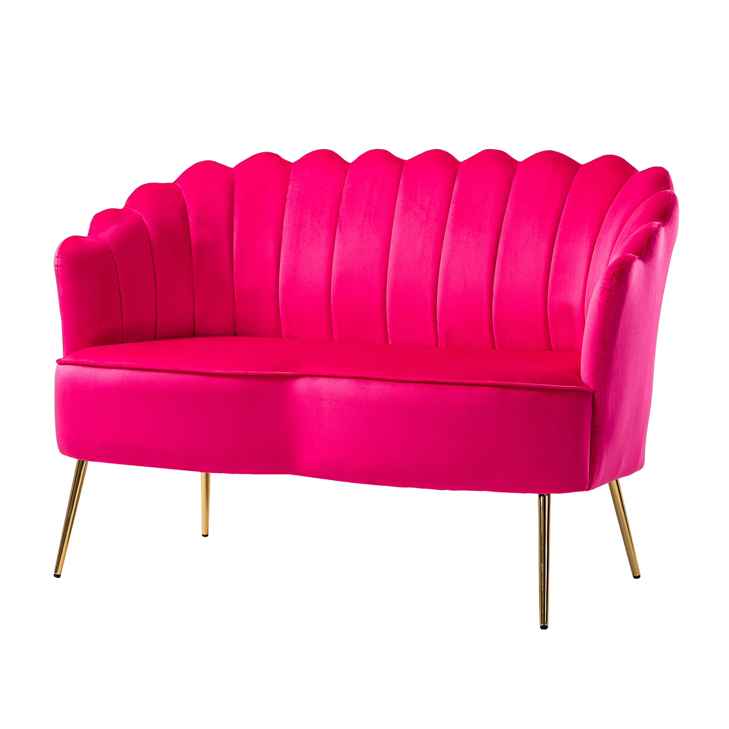 Donata Fushia Velvet Tufted Flower Back Loveseat 2 Donata Fushia Velvet Tufted Flower Back Loveseat - Image 2