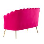 Donata Fushia Velvet Tufted Flower Back Loveseat 8 Donata Fushia Velvet Tufted Flower Back Loveseat