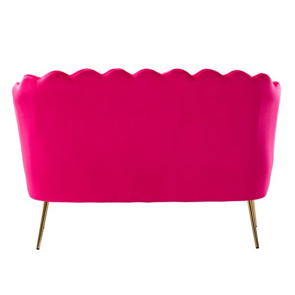 Donata Fushia Velvet Tufted Flower Back Loveseat 3