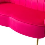 Donata Fushia Velvet Tufted Flower Back Loveseat 10 Donata Fushia Velvet Tufted Flower Back Loveseat