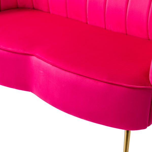 Donata Fushia Velvet Tufted Flower Back Loveseat 4