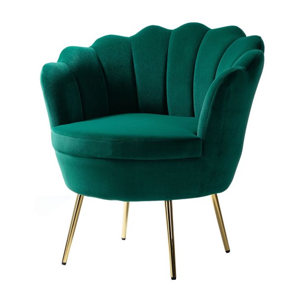 Donata Green Velvet Channel Tufted Barrel Accent Chair 1