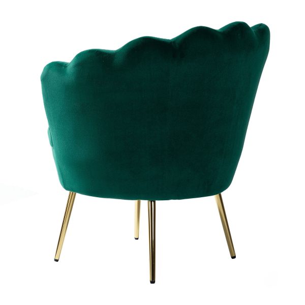 Donata Green Velvet Channel Tufted Barrel Accent Chair 2
