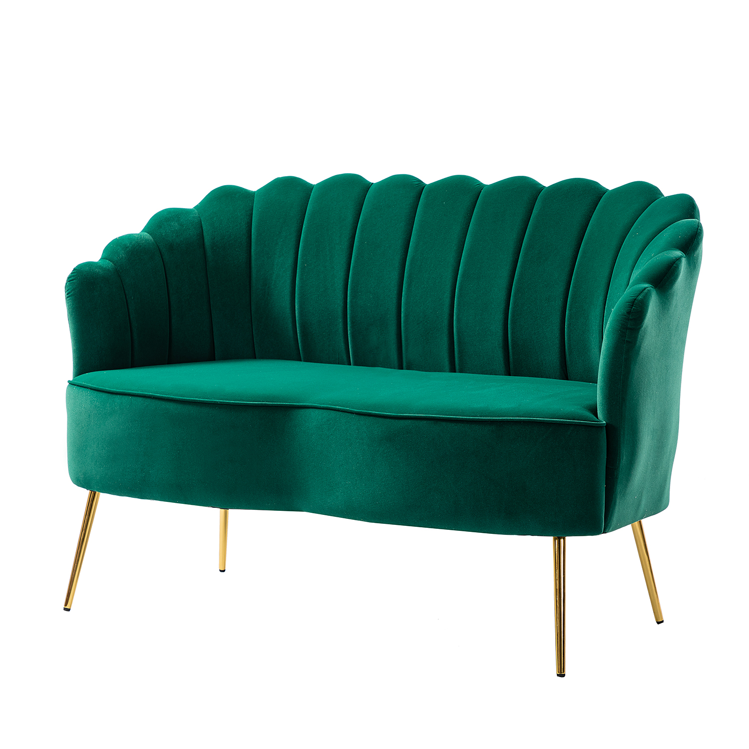 Donata Green Velvet Tufted Flower Back Loveseat 2 Donata Green Velvet Tufted Flower Back Loveseat - Image 2