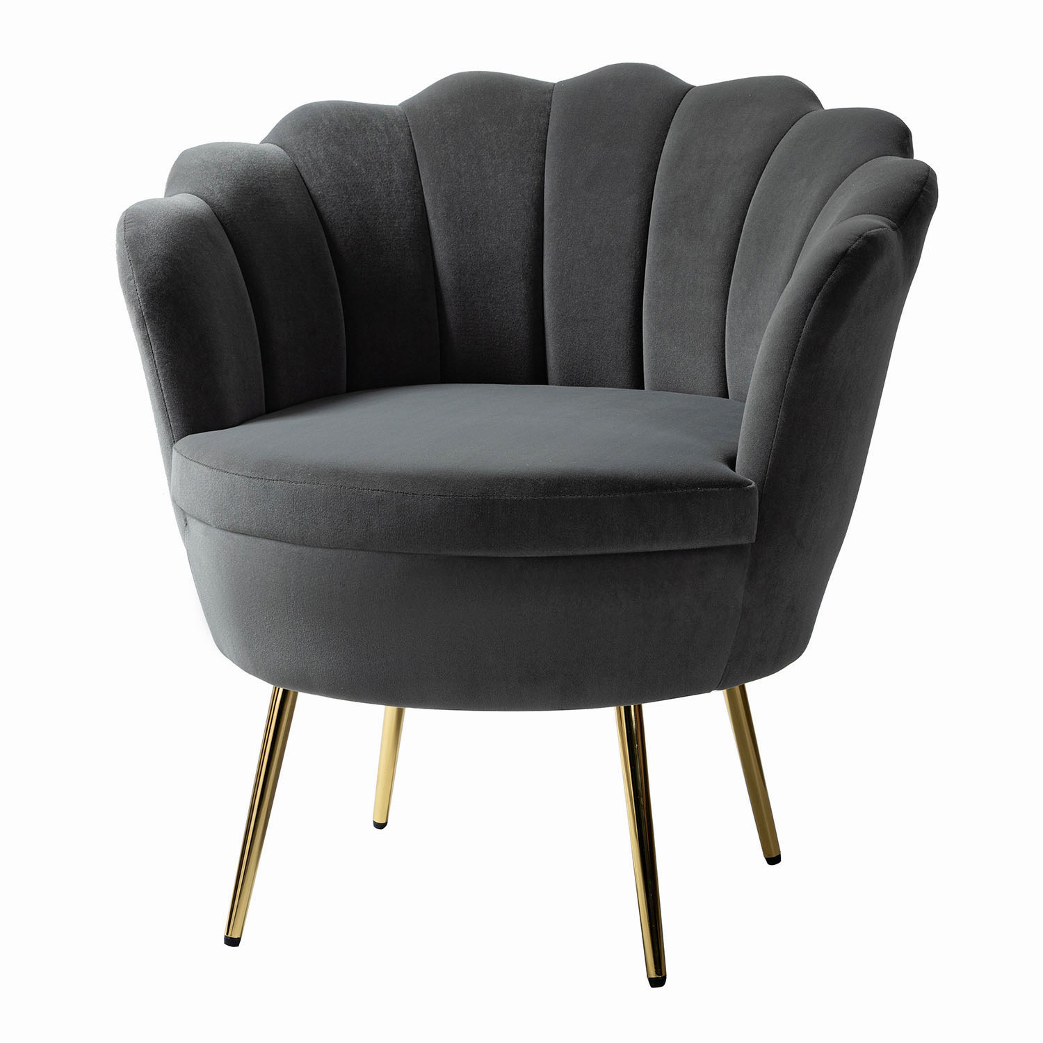 Donata Grey Velvet Channel Tufted Barrel Accent Chair 2 Donata Grey Velvet Channel Tufted Barrel Accent Chair - Image 2