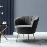 Donata Grey Velvet Channel Tufted Barrel Accent Chair 6 Donata Grey Velvet Channel Tufted Barrel Accent Chair