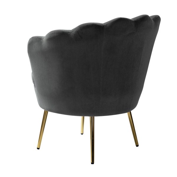 Donata Grey Velvet Channel Tufted Barrel Accent Chair 2