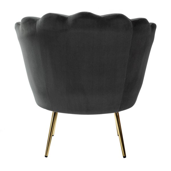 Donata Grey Velvet Channel Tufted Barrel Accent Chair 3