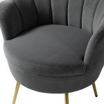 Donata Grey Velvet Channel Tufted Barrel Accent Chair 10 Donata Grey Velvet Channel Tufted Barrel Accent Chair