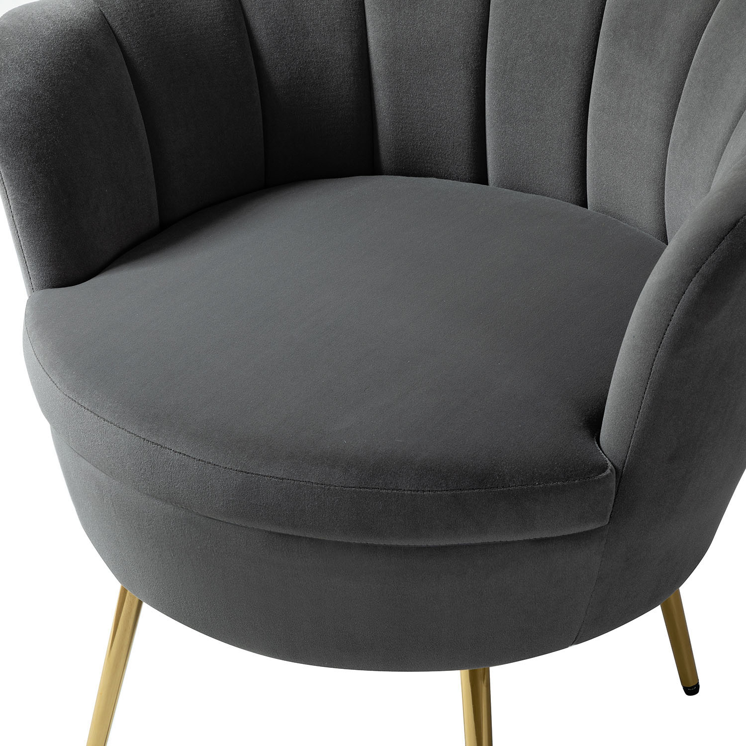Donata Grey Velvet Channel Tufted Barrel Accent Chair 5 Donata Grey Velvet Channel Tufted Barrel Accent Chair - Image 5
