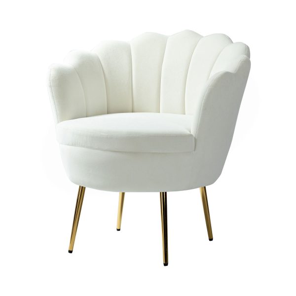 Donata Ivory Velvet Channel Tufted Barrel Accent Chair 1