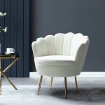 Donata Ivory Velvet Channel Tufted Barrel Accent Chair