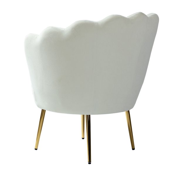 Donata Ivory Velvet Channel Tufted Barrel Accent Chair 2