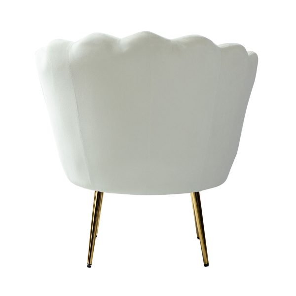 Donata Ivory Velvet Channel Tufted Barrel Accent Chair 3