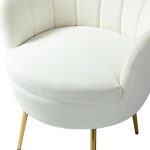 Donata Ivory Velvet Channel Tufted Barrel Accent Chair