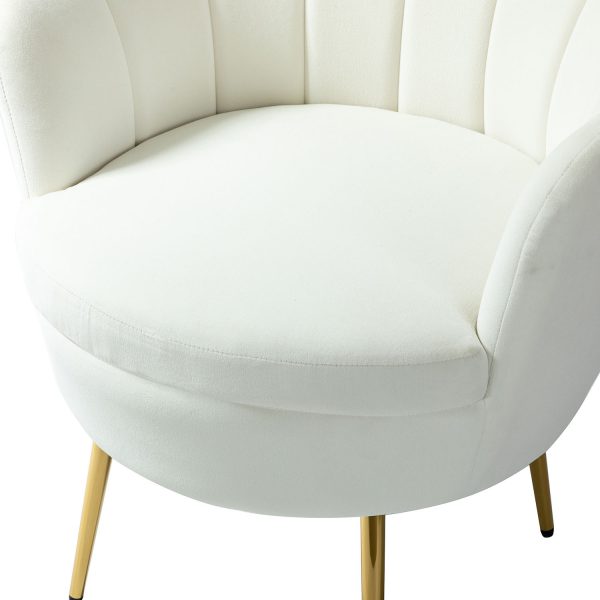 Donata Ivory Velvet Channel Tufted Barrel Accent Chair 4