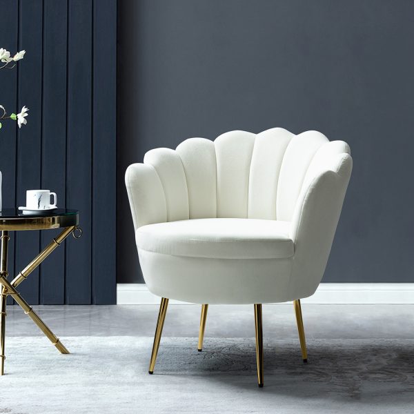 Donata Ivory Velvet Channel Tufted Barrel Accent Chair