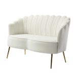 Donata Ivory Velvet Flower Tufted Small Space Loveseat 7 Donata Ivory Velvet Flower Tufted Small Space Loveseat