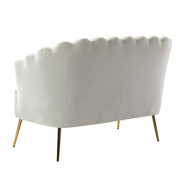 Donata Ivory Velvet Flower Tufted Small Space Loveseat 2