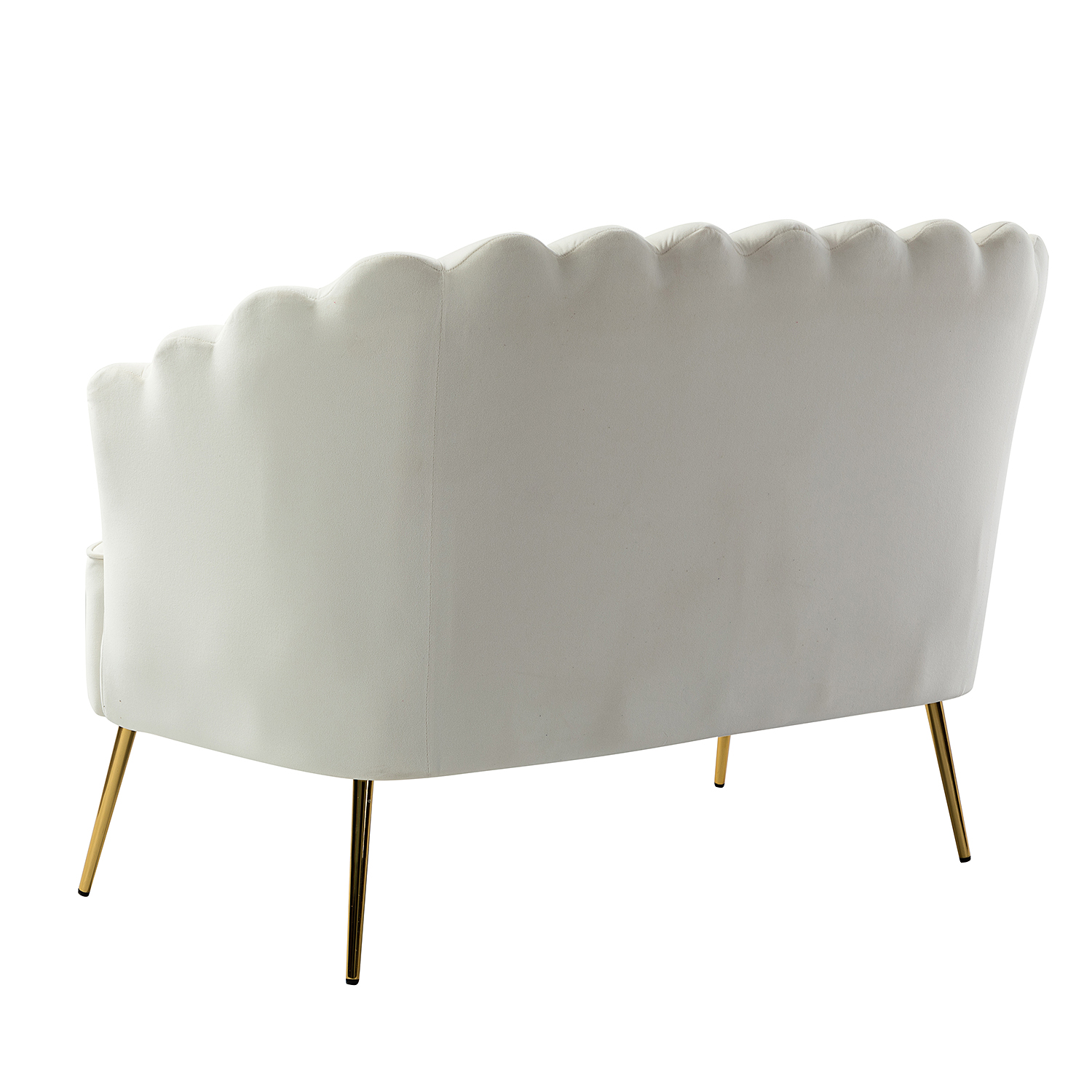 Donata Ivory Velvet Flower Tufted Small Space Loveseat 3 Donata Ivory Velvet Flower Tufted Small Space Loveseat - Image 3