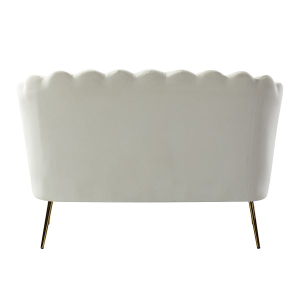 Donata Ivory Velvet Flower Tufted Small Space Loveseat 3