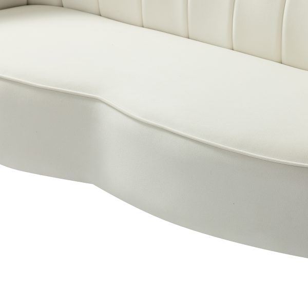 Donata Ivory Velvet Flower Tufted Small Space Loveseat 4