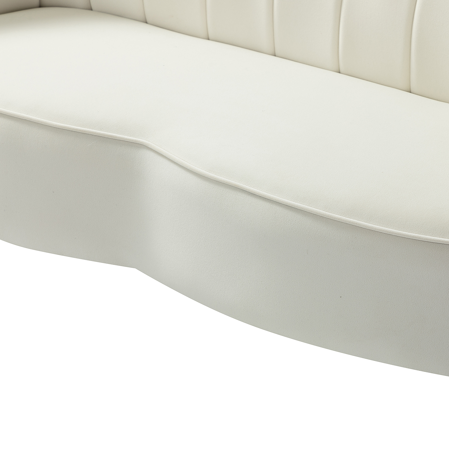 Donata Ivory Velvet Flower Tufted Small Space Loveseat 5 Donata Ivory Velvet Flower Tufted Small Space Loveseat - Image 5