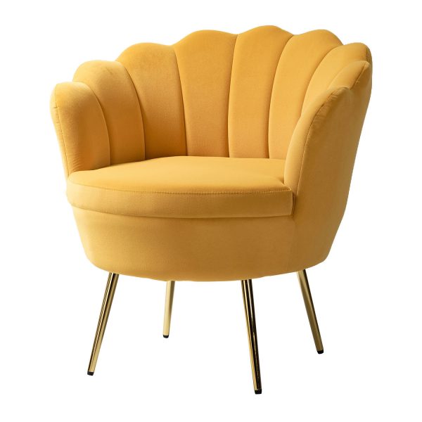 Donata Mustard Velvet Channel Tufted Barrel Accent Chair 1
