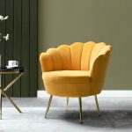 Donata Mustard Velvet Channel Tufted Barrel Accent Chair 6 Donata Mustard Velvet Channel Tufted Barrel Accent Chair