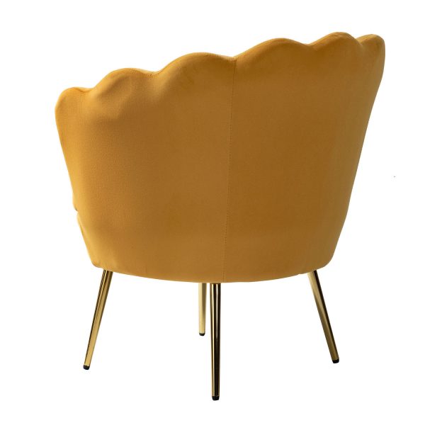 Donata Mustard Velvet Channel Tufted Barrel Accent Chair 2