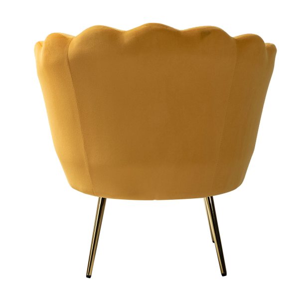 Donata Mustard Velvet Channel Tufted Barrel Accent Chair 3